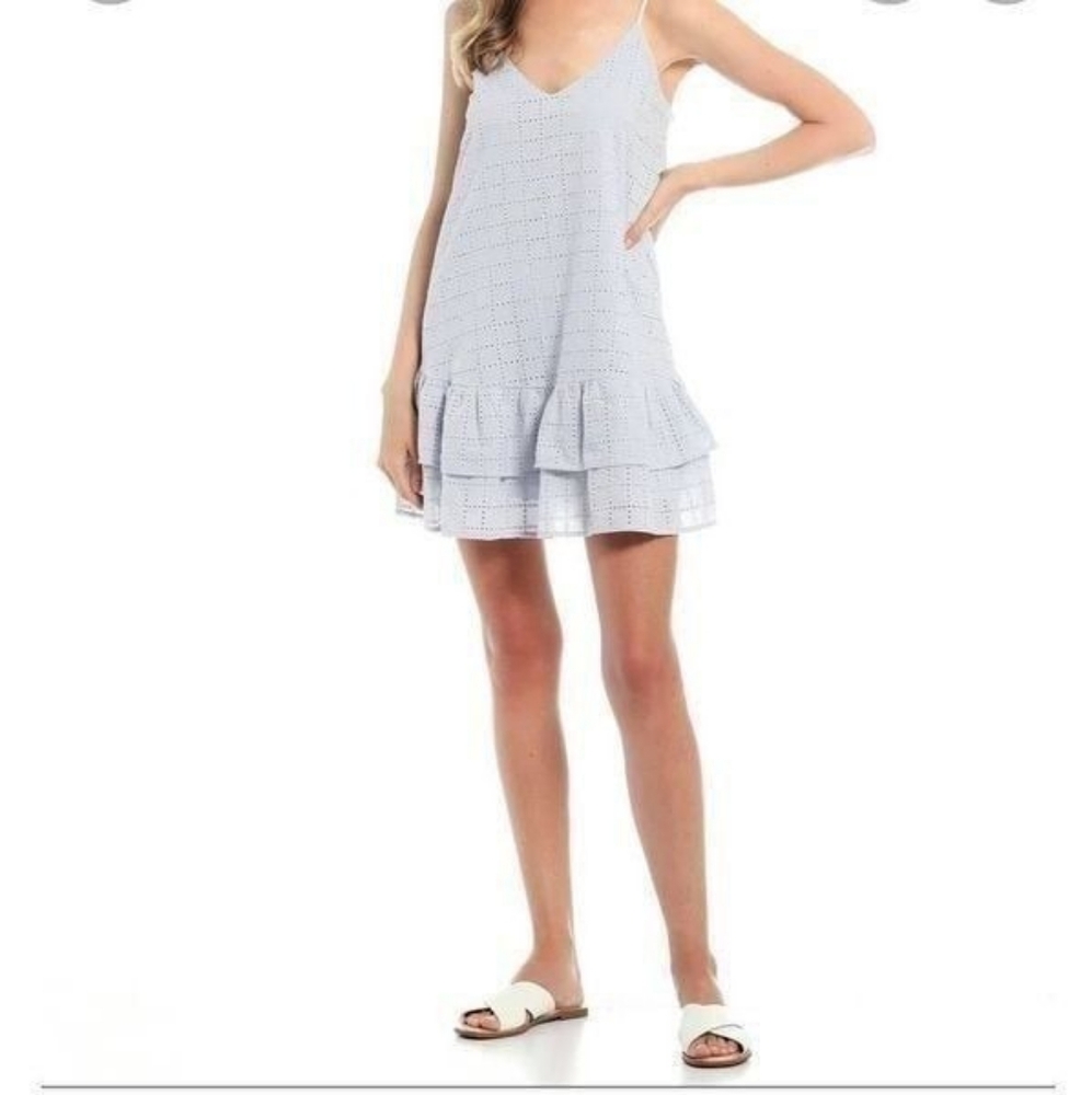 Gianni Bini light blue eyelet mini dress